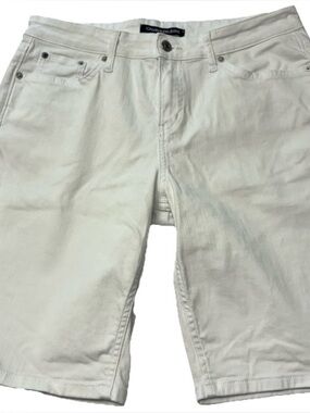 Calvin Klein White Bermuda Jean Shorts Womens Sz 10  Cotton Stretch Denim